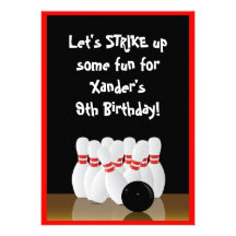 Bowling Birthday Invitation