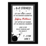 Bowling Birthday Party Black Grey Age customizable Card