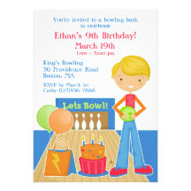 Bowling Birthday Party Flat Invitation