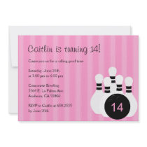 Bowling Birthday Party Invitation - Pink
