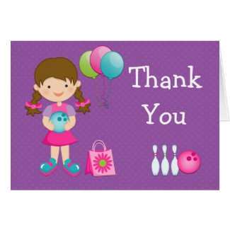Bowling Birthday Party Thank You Card