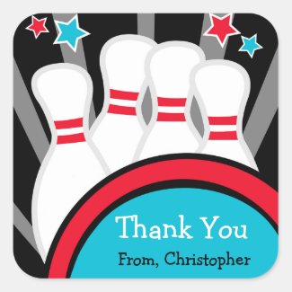 Bowling Birthday Party Thank You Stickers