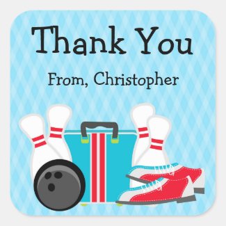 Bowling Birthday Party Thank You Stickers