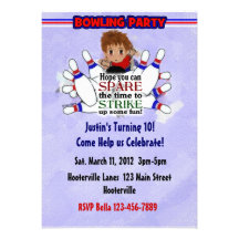 Bowling Boy Birthday Announcements