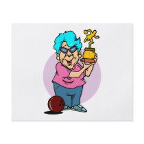 bowling champ granny cartoon flyer design