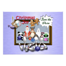Bowling Christmas Party Custom Invitations