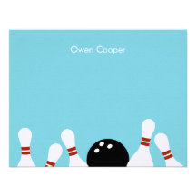 Bowling Fun Thank You Card (Turquoise) Custom Invitations