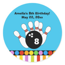 Bowling Party Birthday Custom Favour Sticker