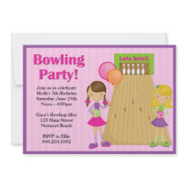 Bowling Party Birthday Invitation for Girl