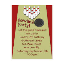 Bowling Party Invitation Postcards
