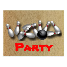 Bowling Party Invitations Customizable Post Card
