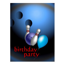 Bowling Party Invitations Customizable Postcards