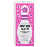 Bowling pin birthday party invitation with stars