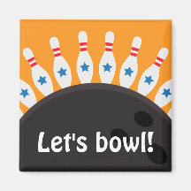 Bowling pins and ball lets bowl magnet