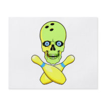 bowling skull and cross pin yellow green flyers