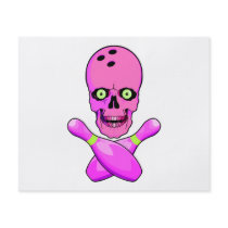 bowling skull and cross pins hot pink and green personalized flyer