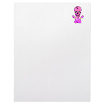 bowling skull and cross pins hot pink and green letterhead