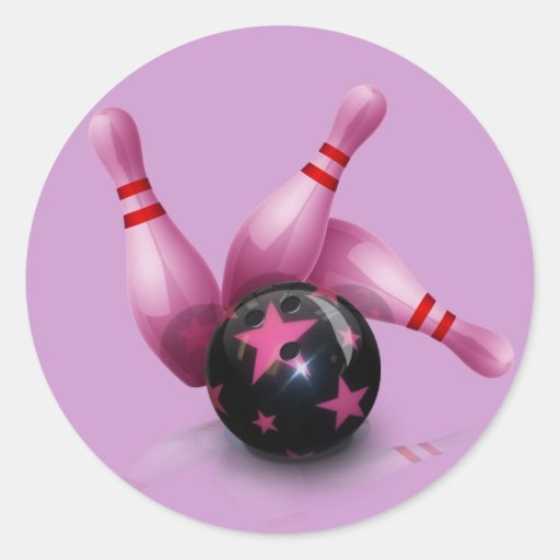 Bowling Team - Ball And Pins. Round Stickers