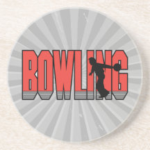 bowling text silhouette design beverage coasters