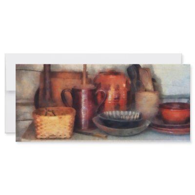 Bowls, Basket and Wooden Spoons Rack Card Template by SusanSavad