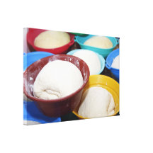 Bowls with bread dough canvas prints