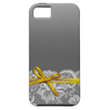 Bows Ribbon & Lace | grey yellow iPhone 5 Case
