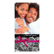 Bows Ribbon & Lace Photo black fuschia Picture Card