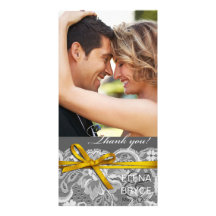 Bows Ribbon & Lace Photo grey yellow Picture Card
