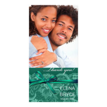 Bows Ribbon & Lace Photo teal Photo Card Template