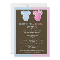 Bowties or Bows Gender Reveal Invitaition Invitations