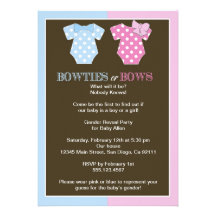 Bowties or Bows Gender Reveal Invitaition Invitations