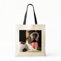 Boxer and Soccer ball tote bag