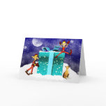 Boxer Dog and Elf's Christmas Card