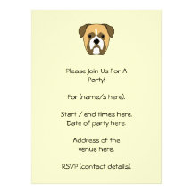 Boxer Dogs Face. Personalized Invitation
