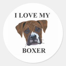 Boxer Love Round Sticker