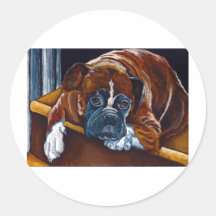 Boxer "Patience" Round Stickers
