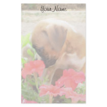 Boxer Puppy in Petunias stationary Customized Stationery