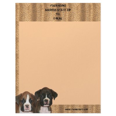 Boxer puppy leopard print letterhead by ritmoboxer