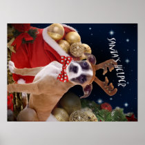 Boxer Santa's Helper Poster