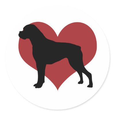Boxer Round Sticker by KathysDotCom