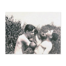 boxing boys post card