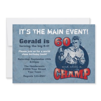 Boxing Champ 60th Birthday Party Invitation by pinkinkart