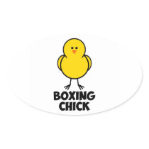 Boxing Chick Oval Stickers