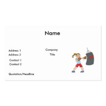 boxing girl punching bag business card template