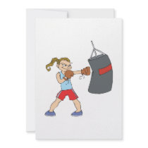 boxing girl punching bag personalized invitation