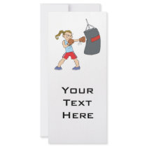 boxing girl punching bag rack card design