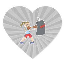 boxing girl punching bag heart sticker
