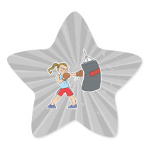 boxing girl punching bag stickers