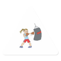 boxing girl punching bag triangle stickers