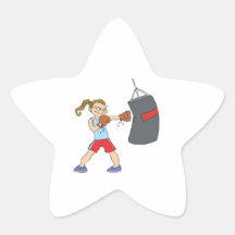boxing girl punching bag stickers
